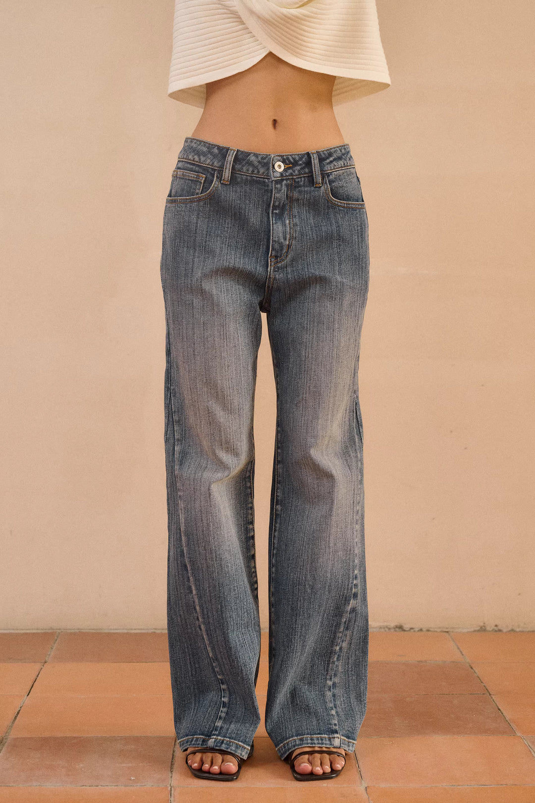 Twisted Seam Flared Jeans