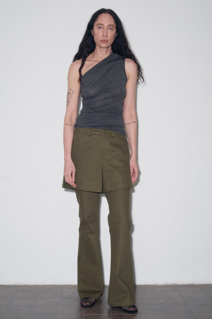 One Shoulder Tank Top - Dark Grey