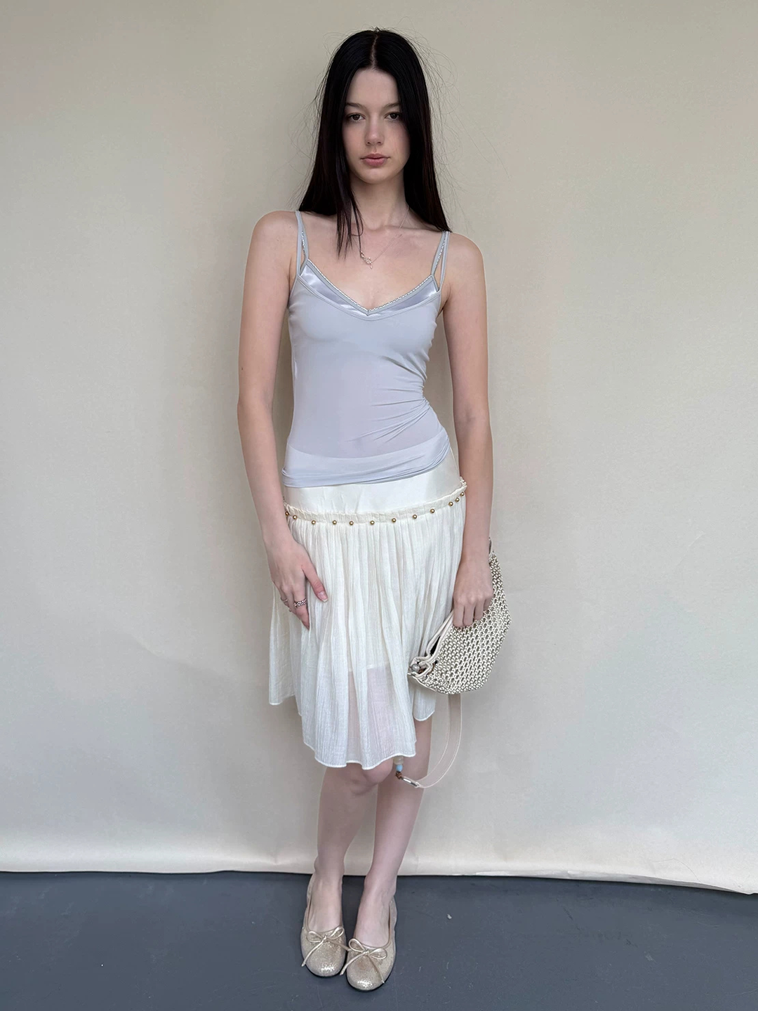 Drop Waist Pleated Skirt