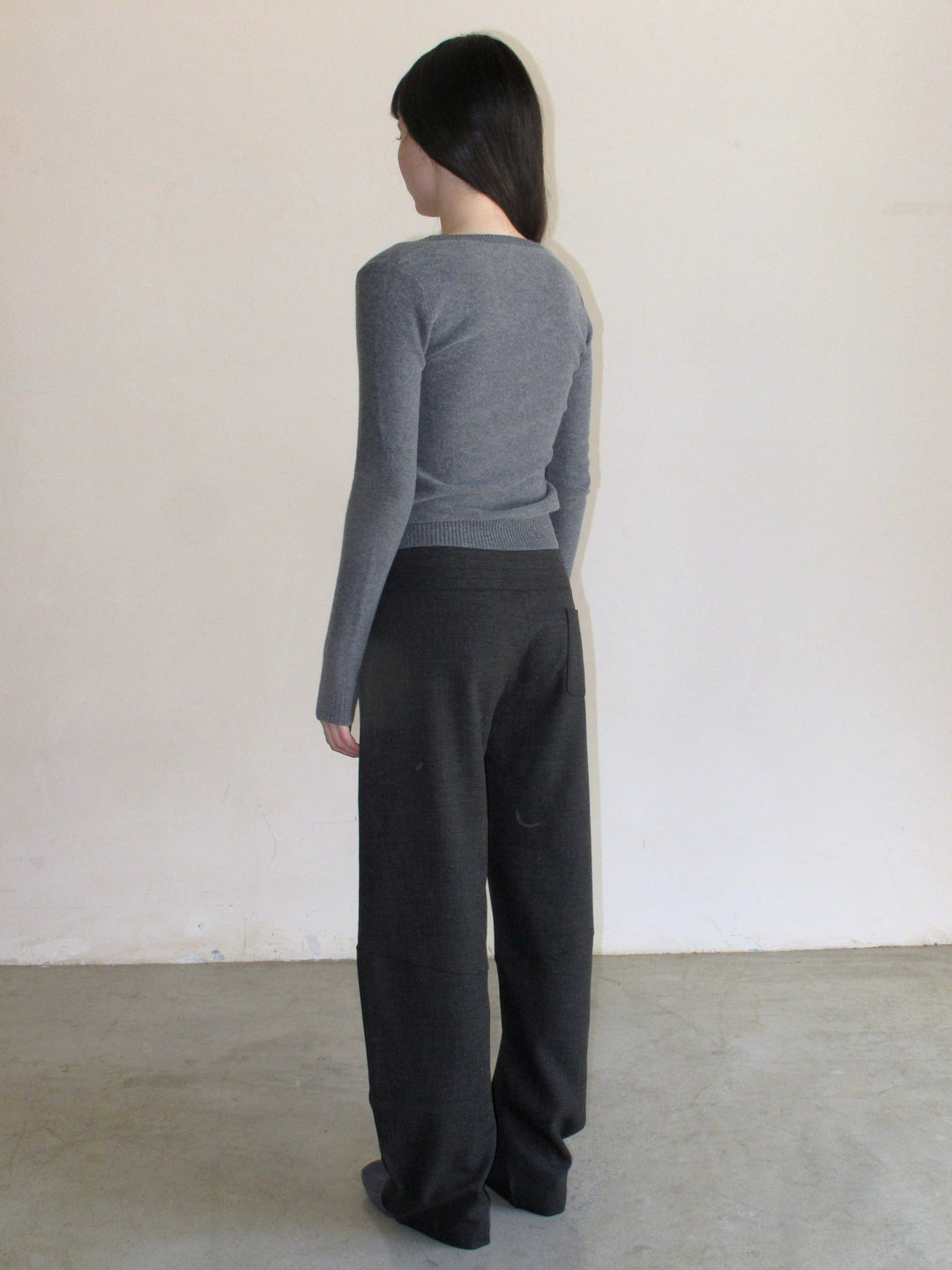 Embroidered Bow Sweater - Grey