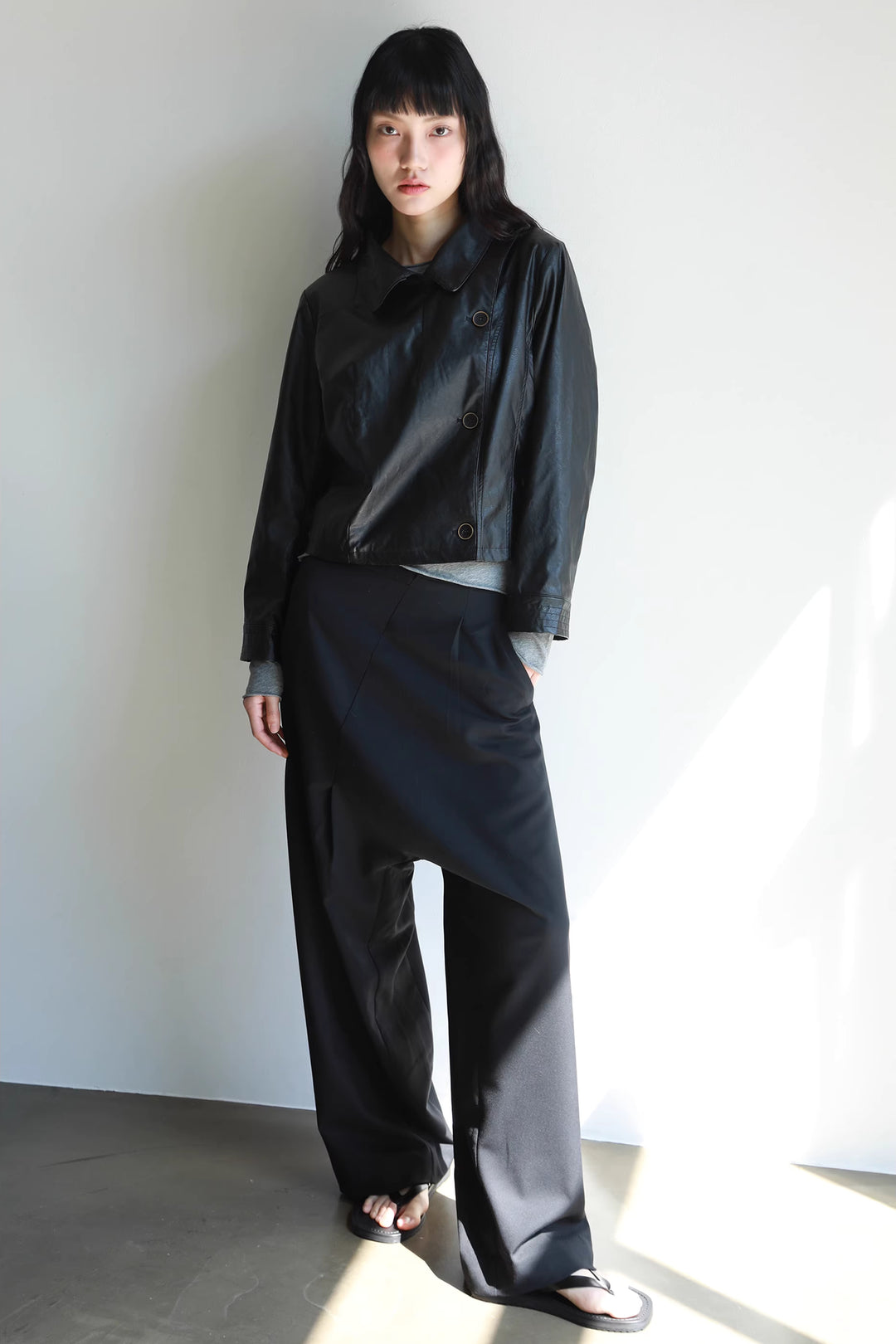 Button Up Faux Leather Jacket