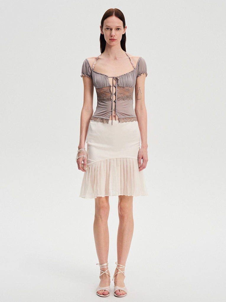Lace Panel Button Up Top