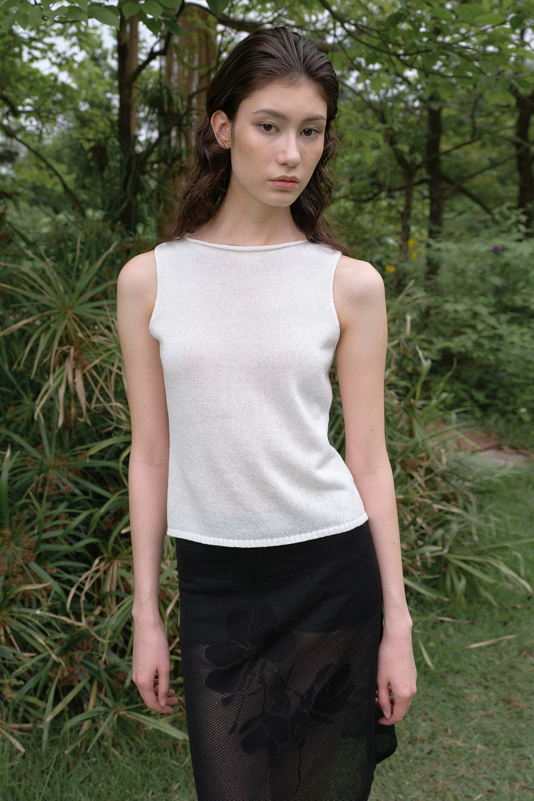 Floral Mesh Skirt - Black
