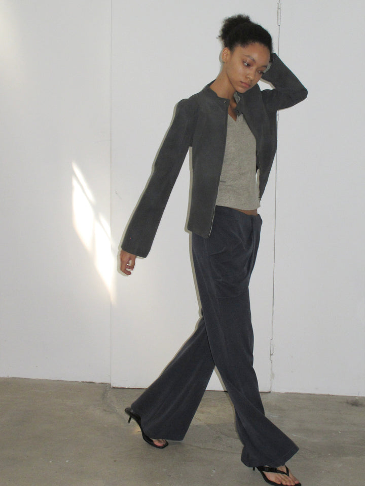 Double Zip Faux Leather Jacket
