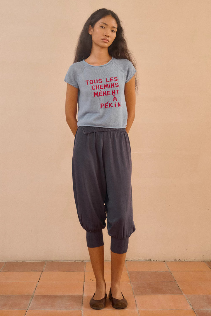 Foldover Knit Capri Trousers