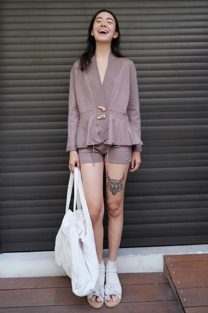 Peplum Toggle Cardigan and Shorts Set