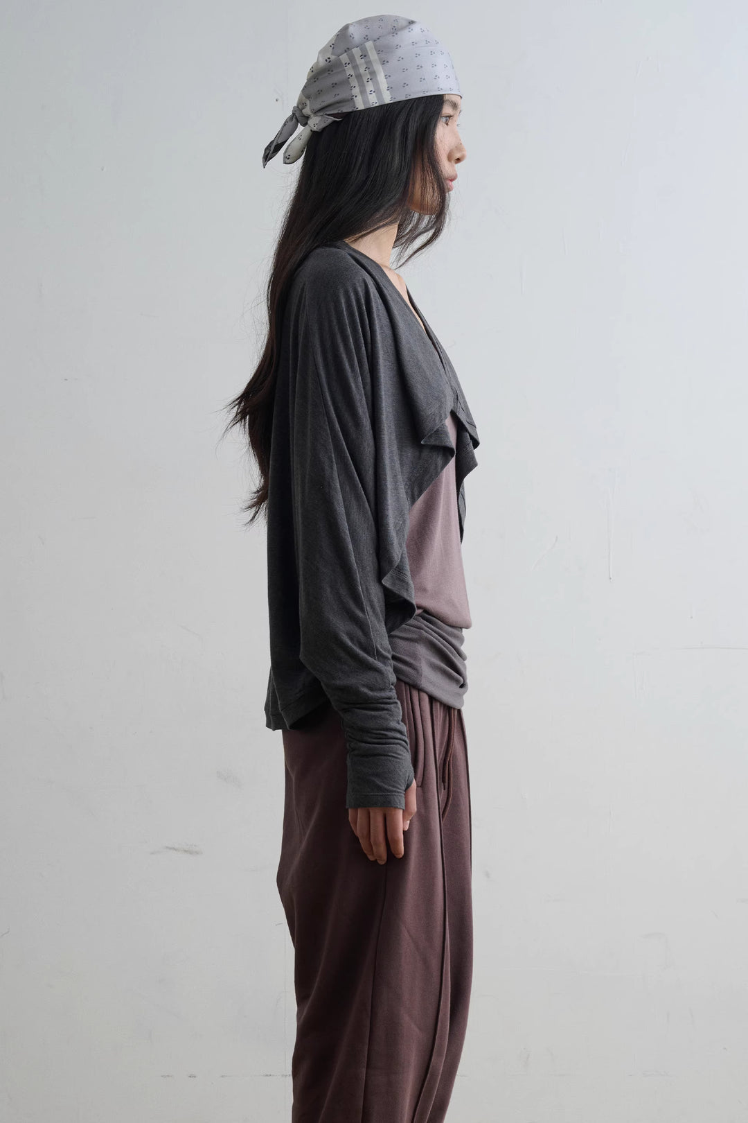 Dolman Sleeve Open Cardigan - Grey