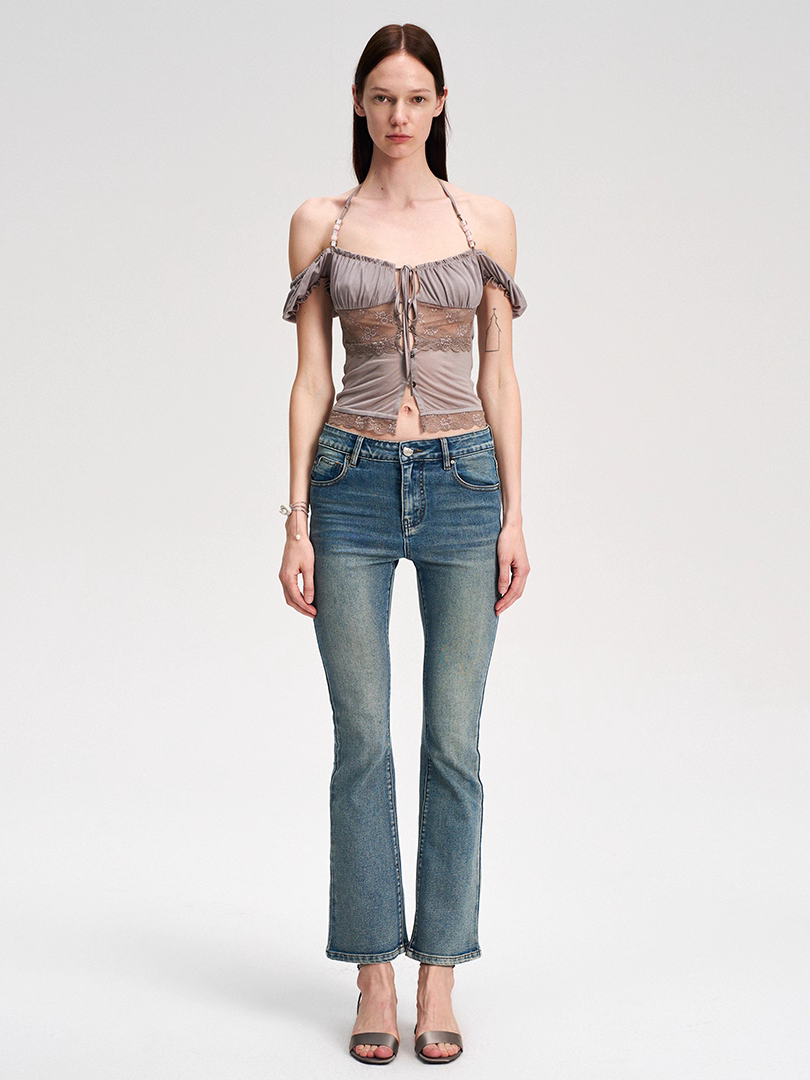 Lace Panel Button Up Top