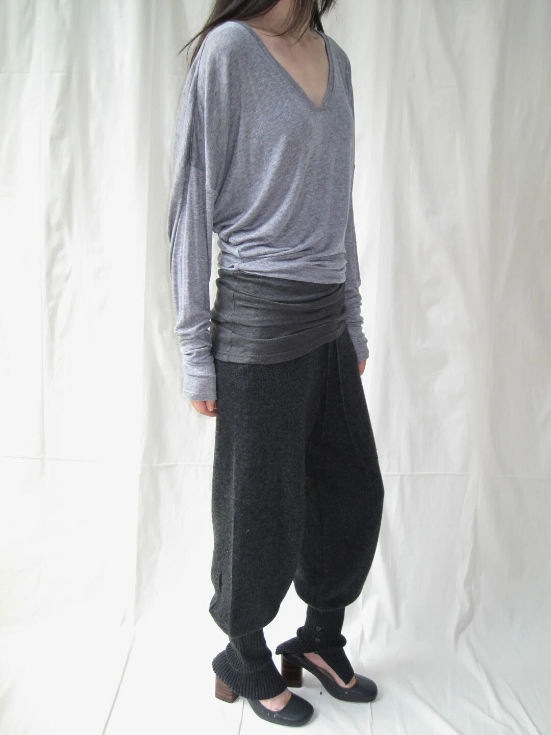 Contrast Waist Top - Grey