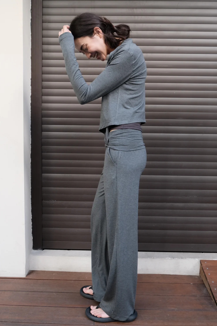 Foldover Straight Leg Trousers