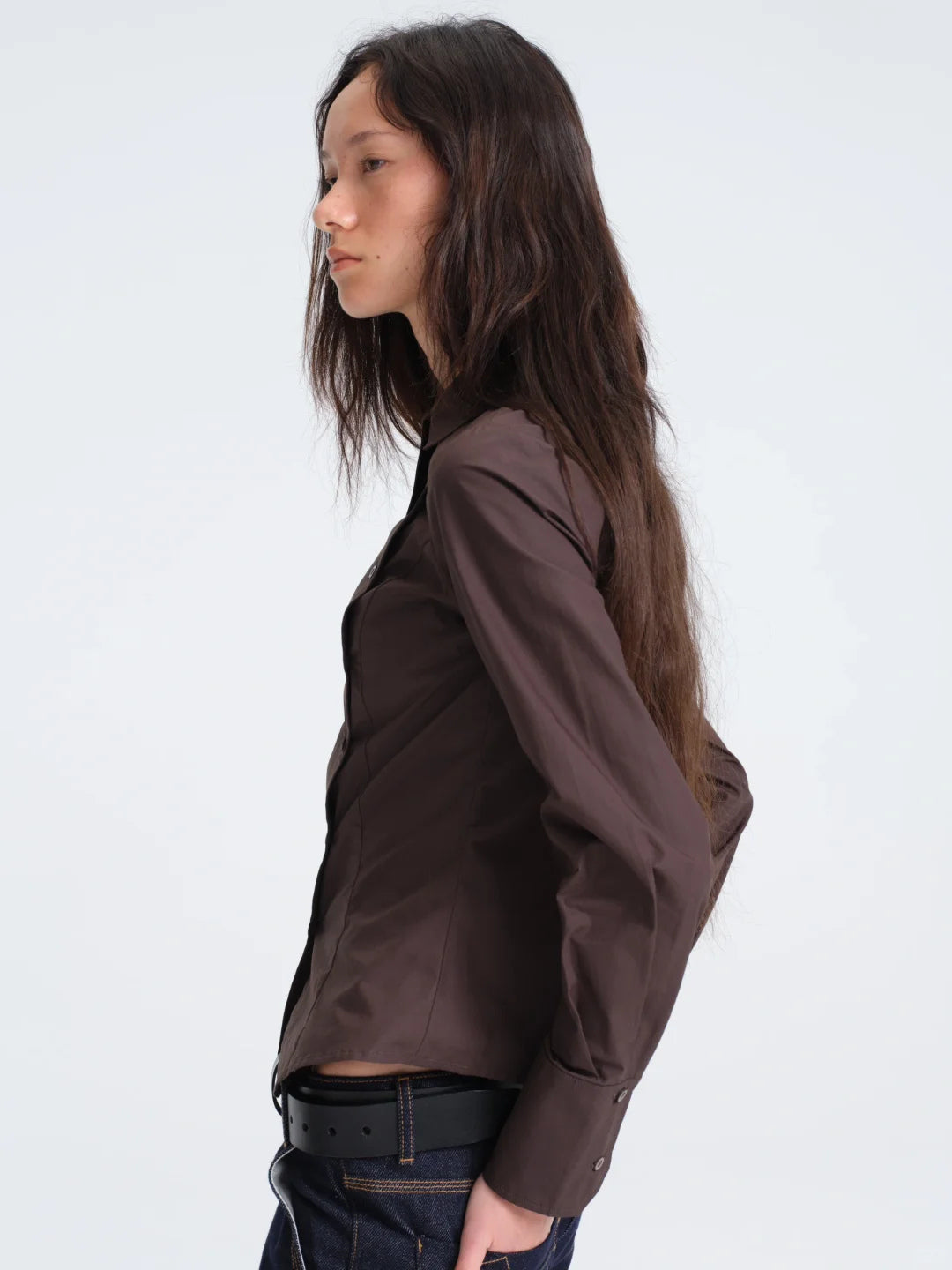 Asymmetric Button Fitted Shirt