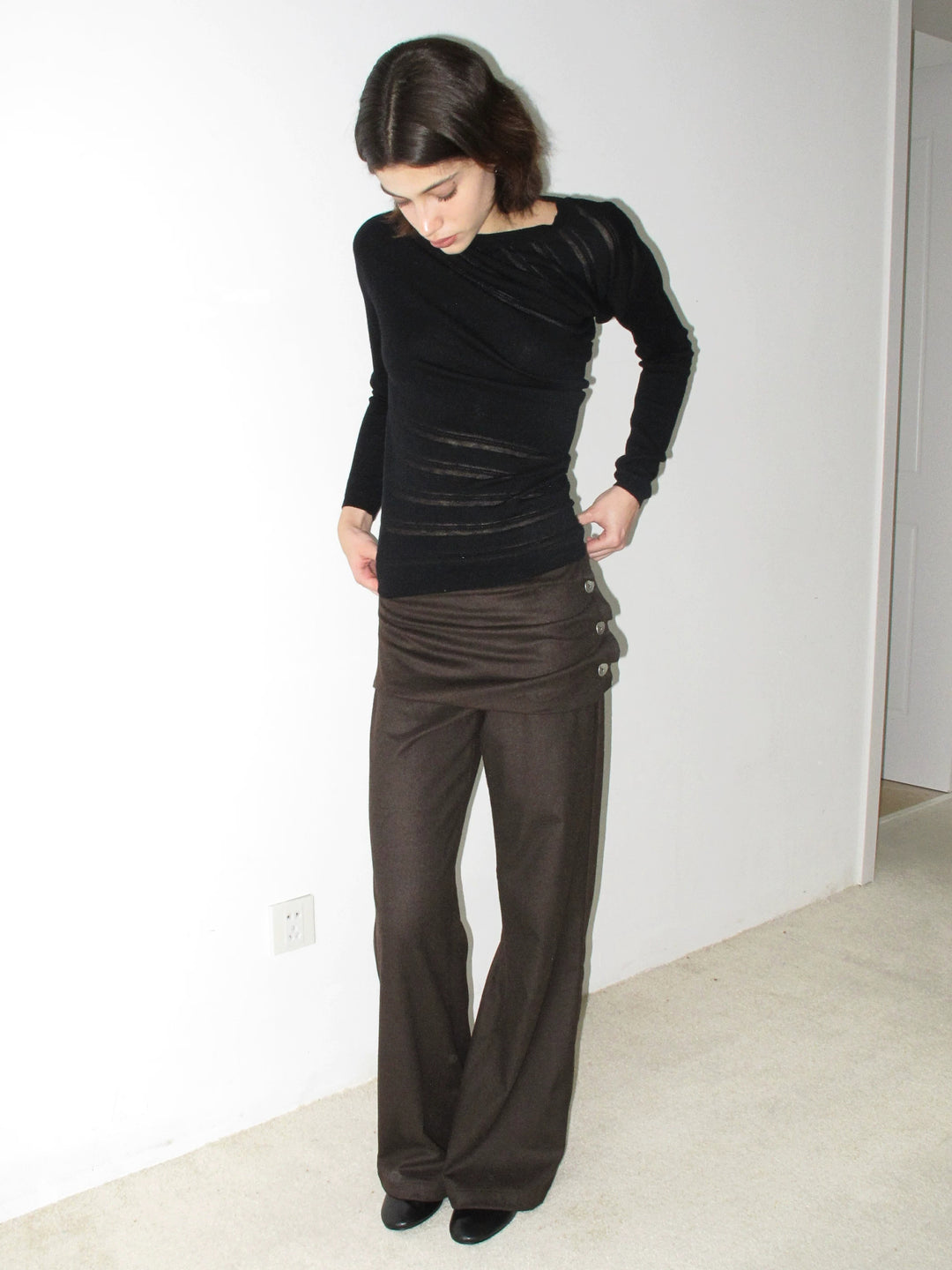 Button Detail Skirt Trousers