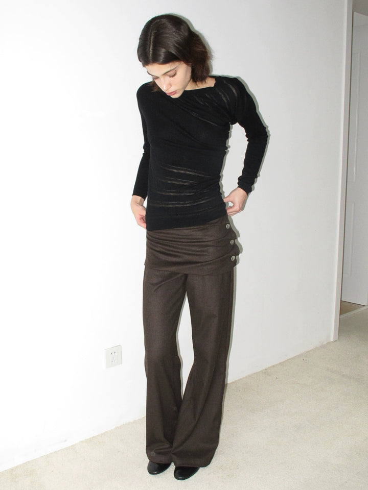 Button Detail Skirt Trousers