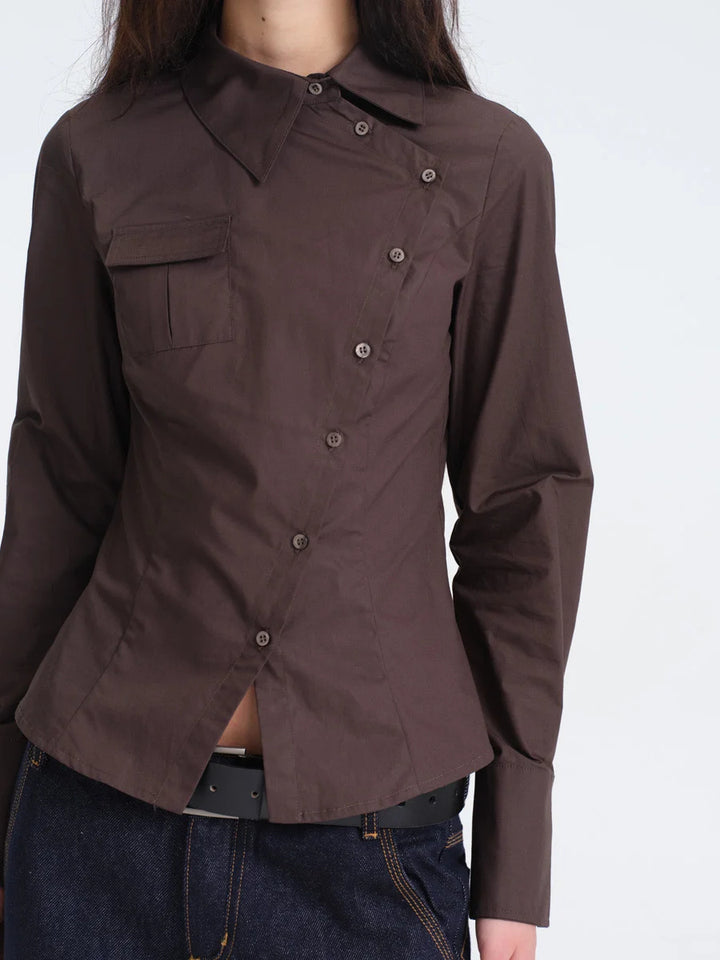 Asymmetric Button Fitted Shirt