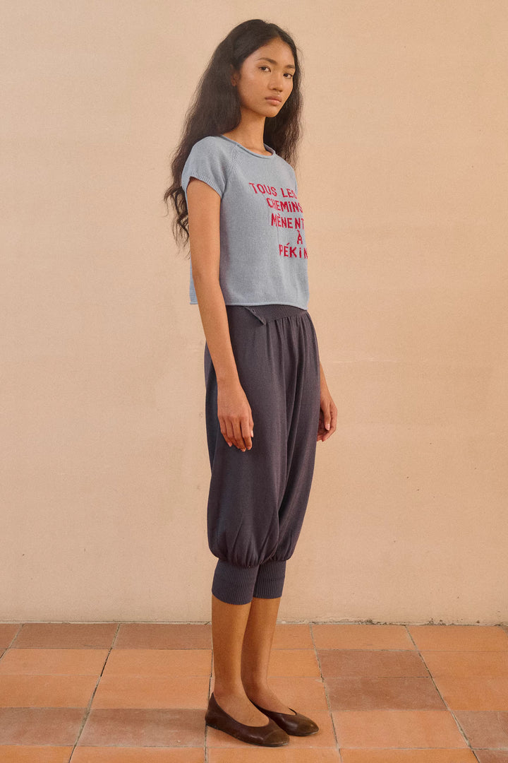 Foldover Knit Capri Trousers