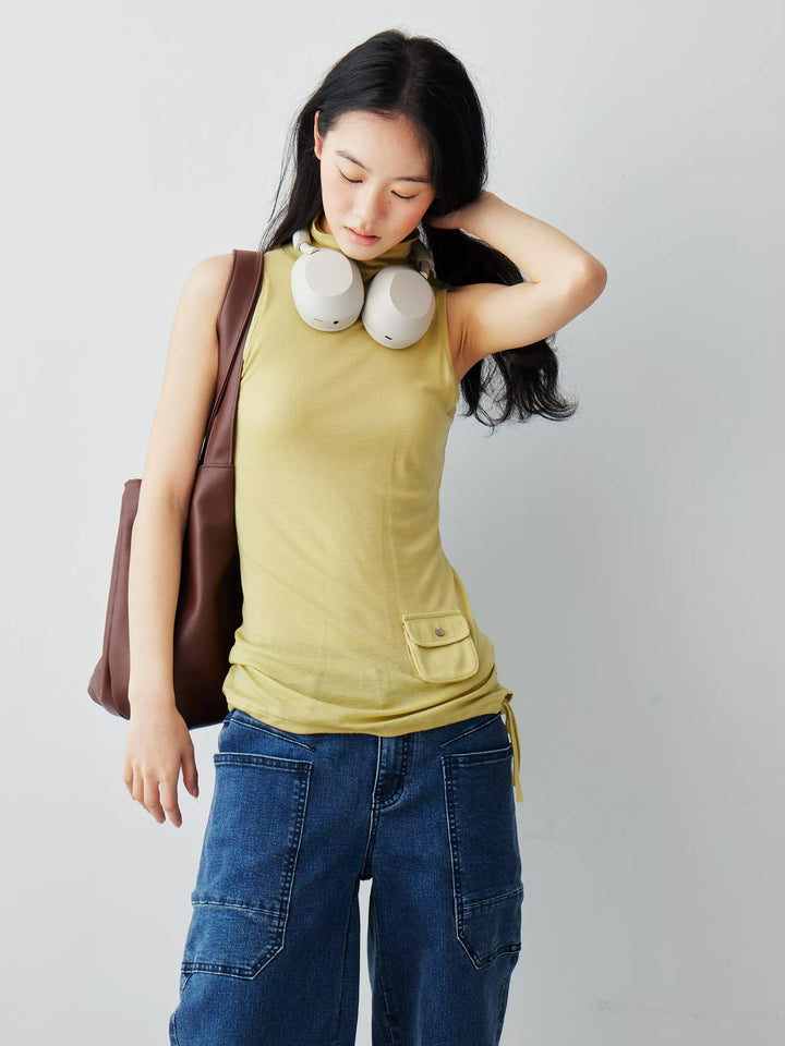 Pocket Detail Sleeveless Top
