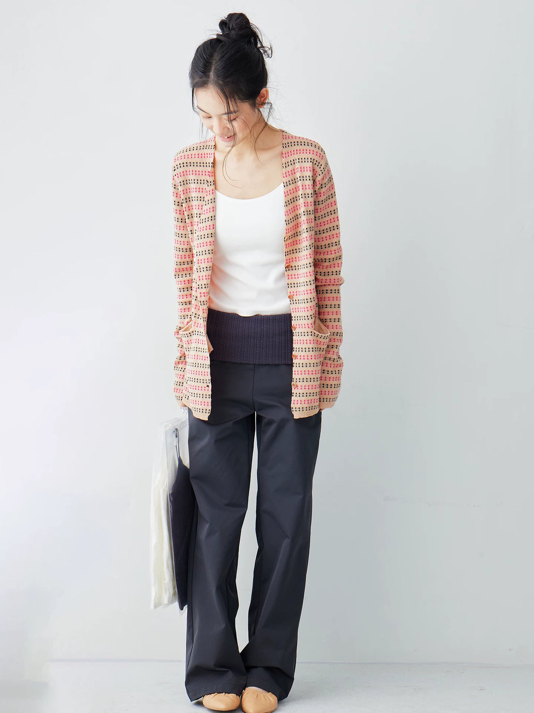 Knit Waistband Nylon Trousers