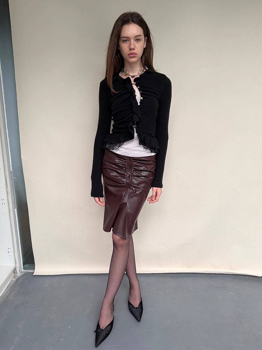 Asymmetric Cropped Ruffle Cardigan