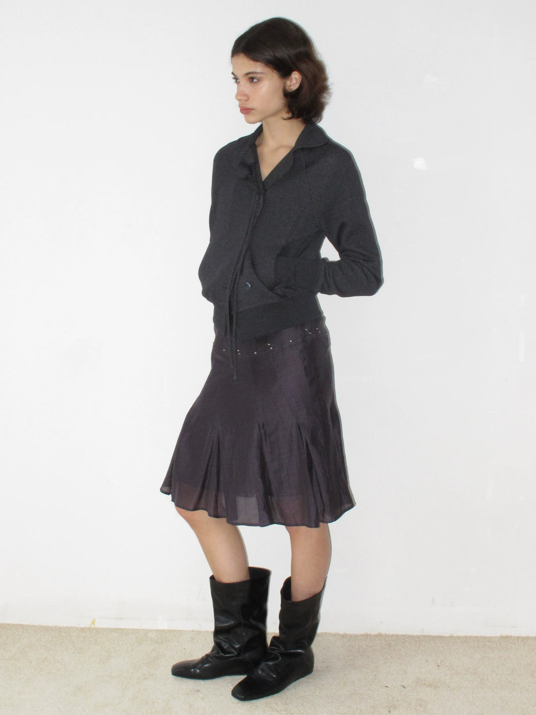 Diagonal Panel Flared Skirt