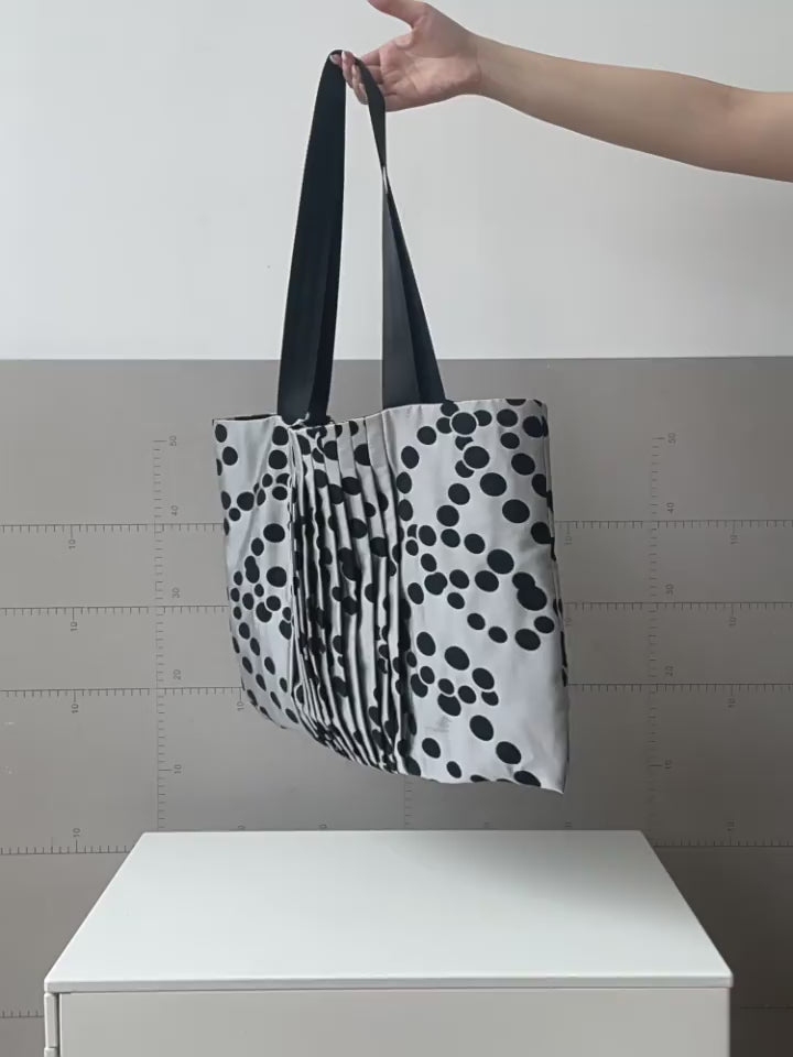Pleated Polka Dot Tote Bag