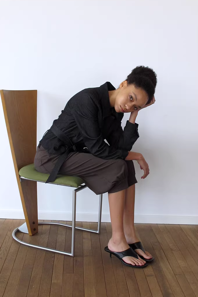 Denim Effect Belted Jacket