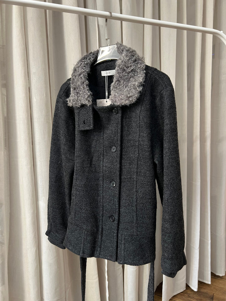 High Neck Belted Short Coat