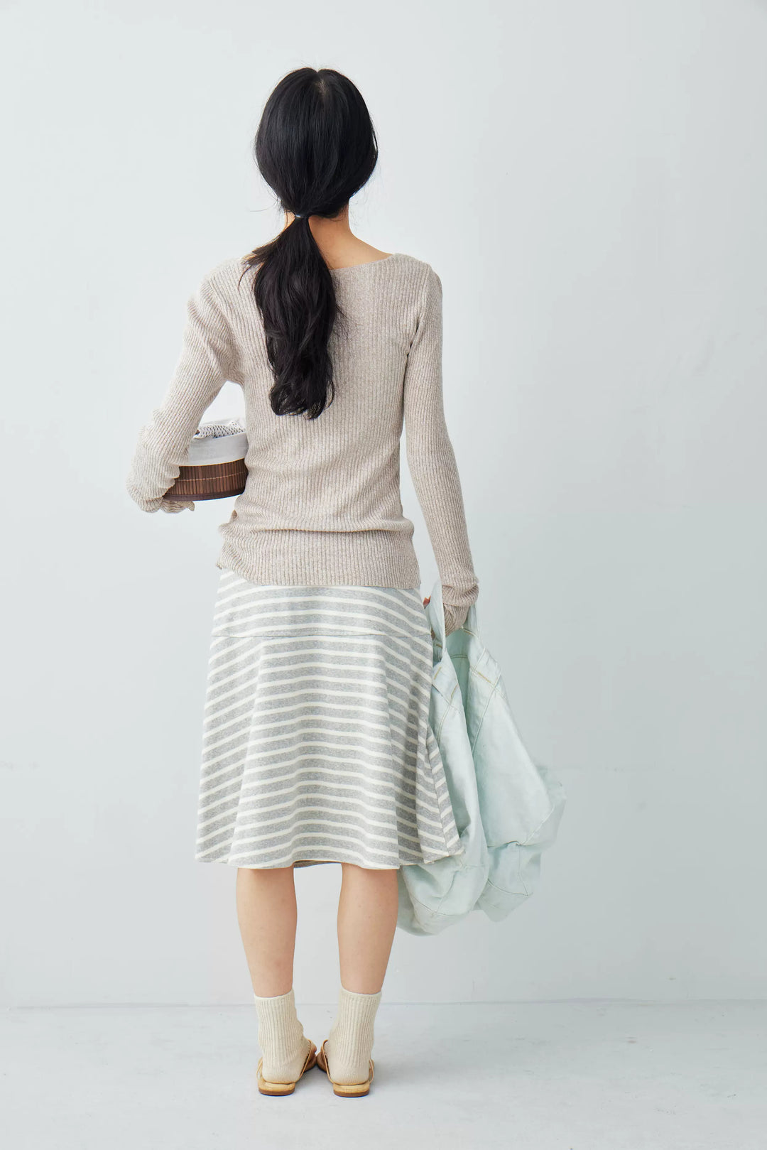 Ramie Blend Rib Knit Cardigan