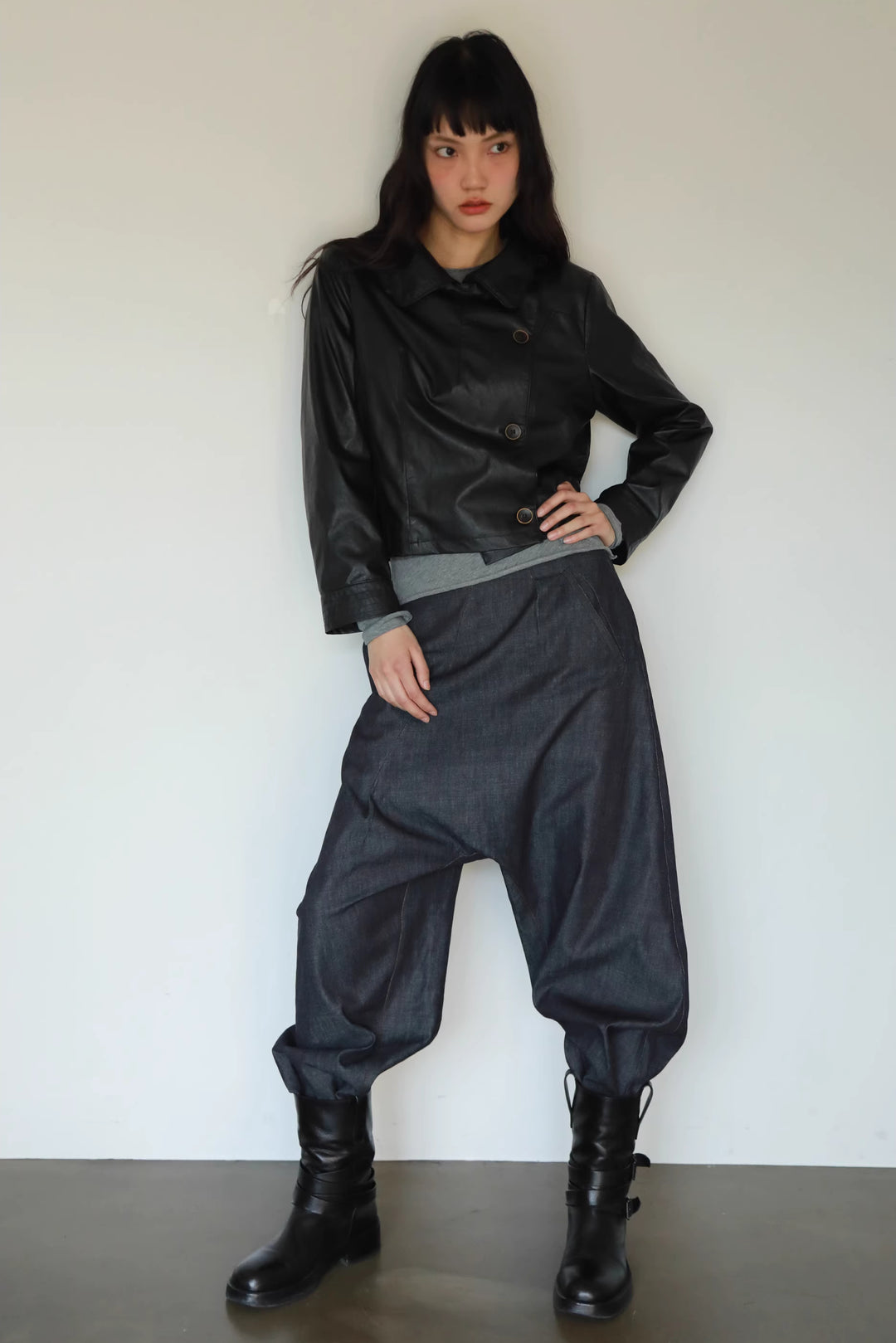 Button Up Faux Leather Jacket