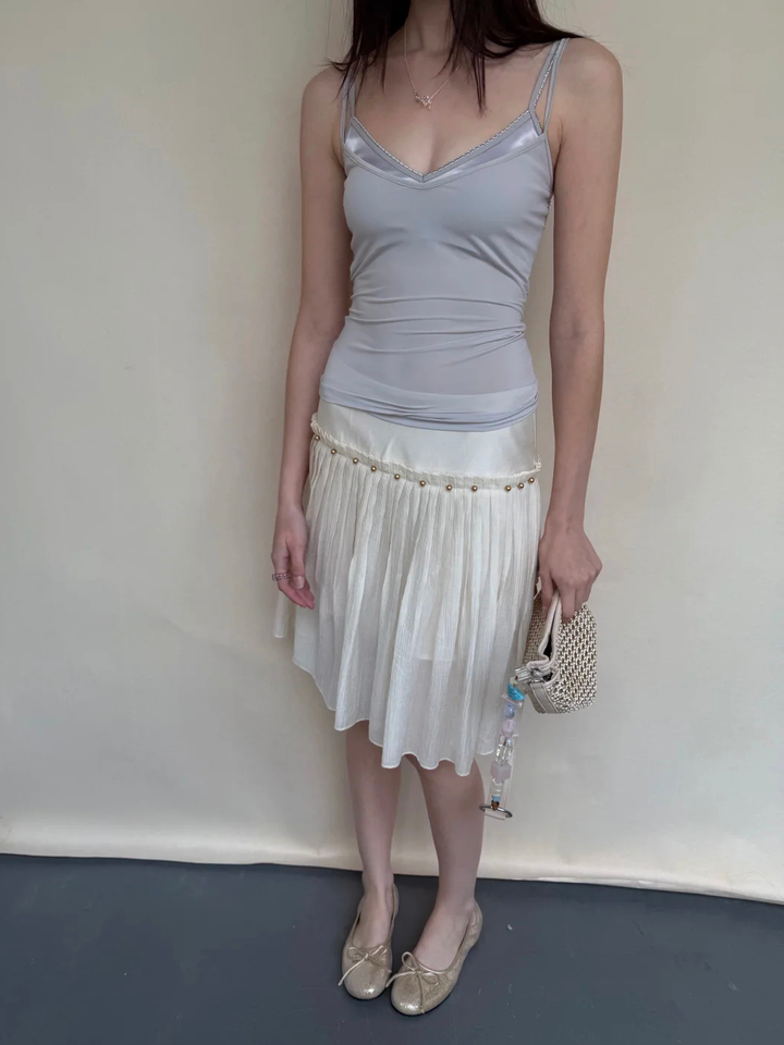 Drop Waist Pleated Skirt