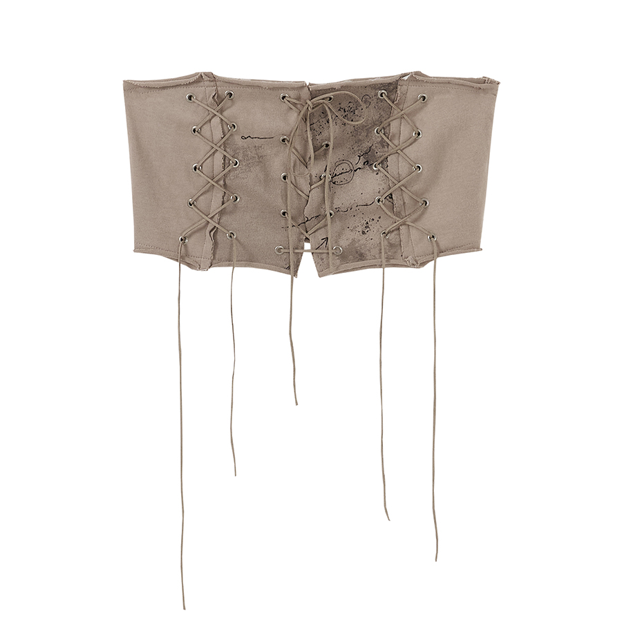 Lace Up Tube Top - Beige