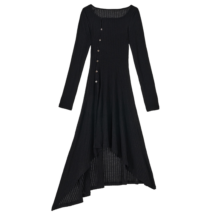 Asymmetric Rib Knit Dress