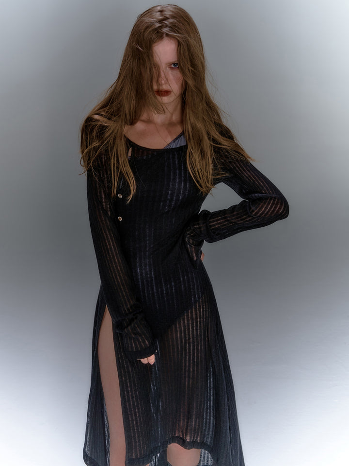 Asymmetric Rib Knit Dress