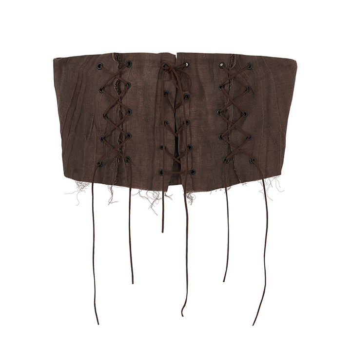 Lace Up Tube Top - Brown